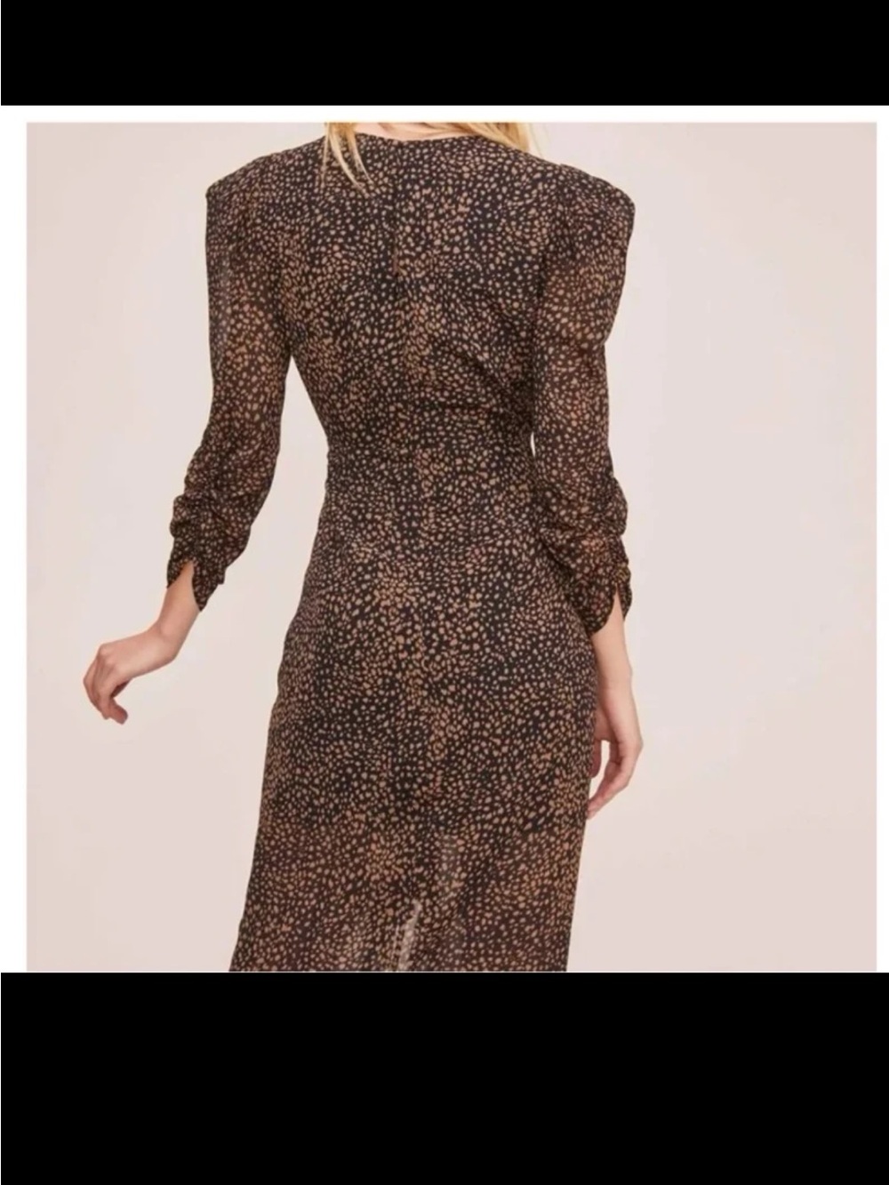 NWT ASTR the Label Ruched Front Midi Dress in Black/Taupe print 
 Size XL - Picture 11 of 12